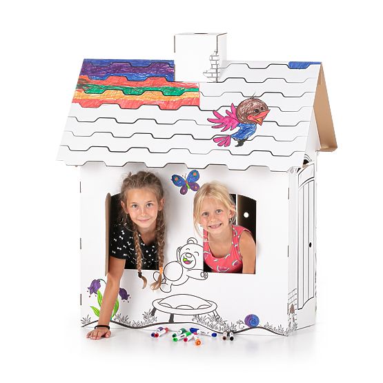 Maison pour enfants en carton avec une cheminée - Ours