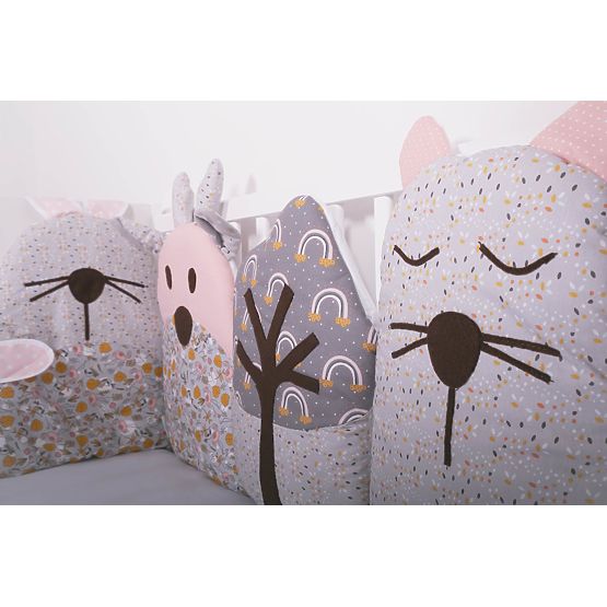 Manteau modulable pour le berceau Flowers - gris-rose