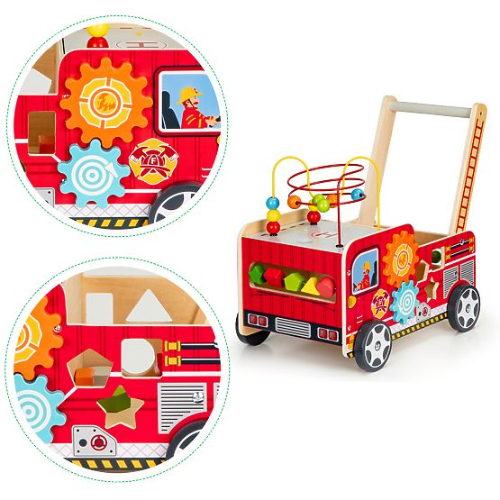 Marcheur en bois - camion de pompiers