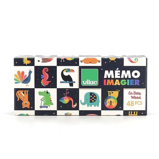 Mémo en bois - animaux arc-en-ciel