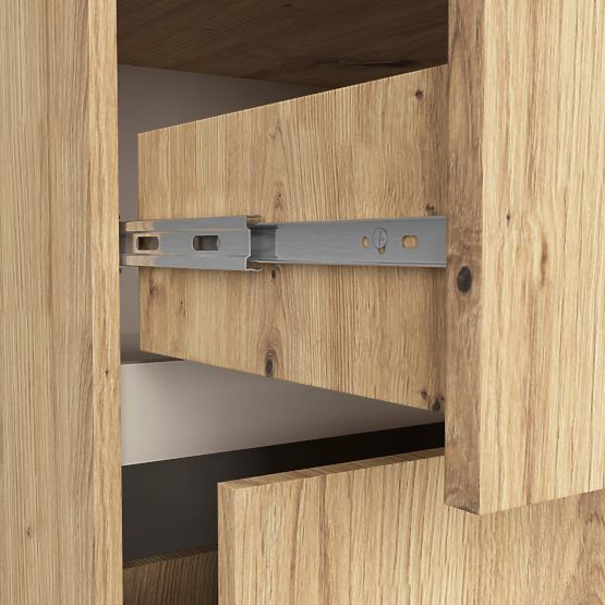 MEUBLE DE SALLE DE BAIN SOUS LAVABO AVEC TROUS VAMI W90 UM 2SZ 2P CHÊNE ARTISAN / CACHEMIRE