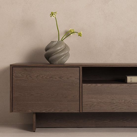 Meuble TV à deux portes avec tiroir Kanso, Chêne Baltic Storm