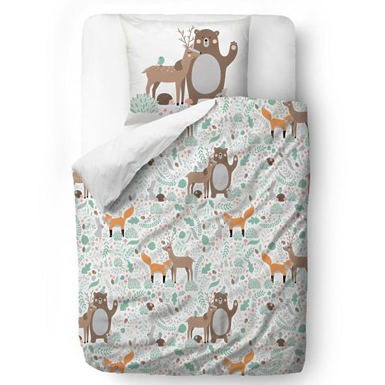 Monsieur. Little Fox Bedding Animal friends - couverture 100 x 130 cm oreiller: 60 x 40 cm