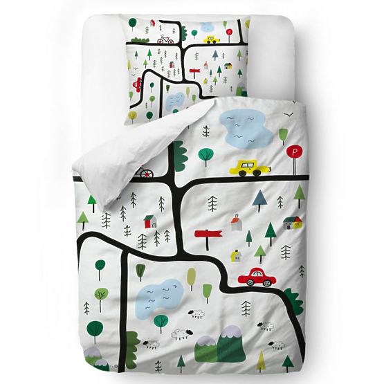 Monsieur. Little Fox Linge de lit City - couverture: 135 x 200 cm oreiller: 60 x 50 cm