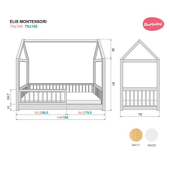 Lit Montessori maison Elis blanche