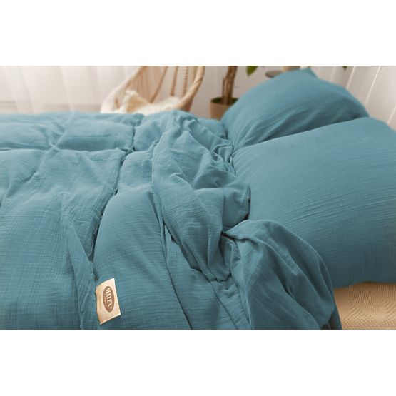 Parure de lit en mousseline 140x200 cm + 70x90 cm vert foncé