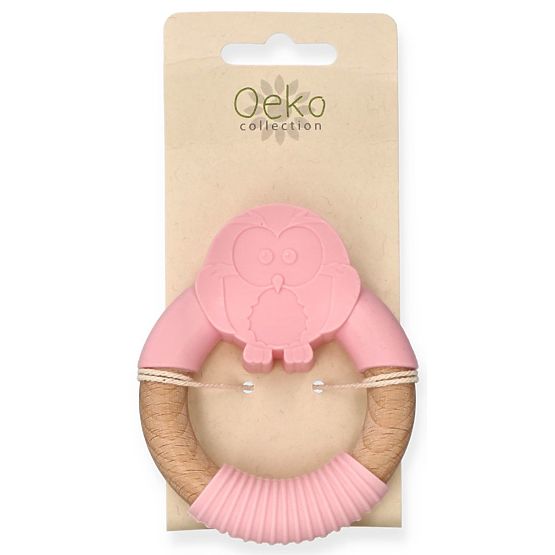 Nature Planet Anneau de dentition en silicone hibou rose