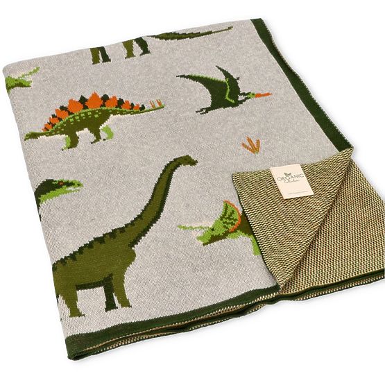 Nature Planet Couverture en coton biologique Dinosaures