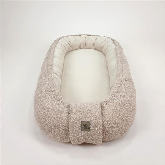 Nid d'ange pour bébé Teddy en mousseline et tissu Teddy - beige