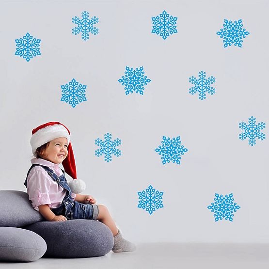 Noël décoration pour mur - Bleu flocons de