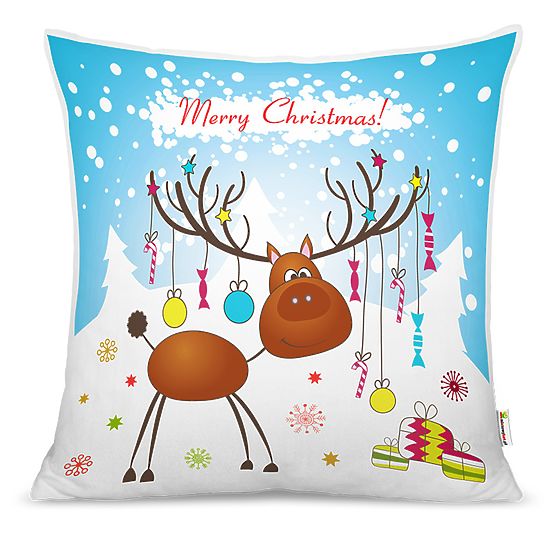 Noël enfants coussin - renne avec cadeaux