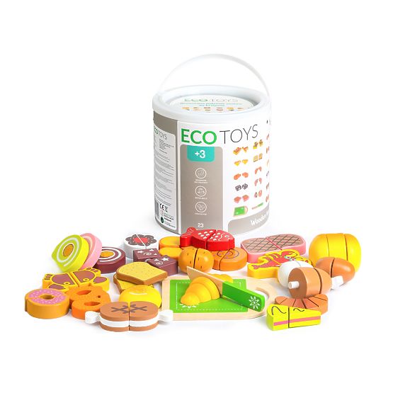 Nourriture en bois à découper 23 pièces ECOTOYS