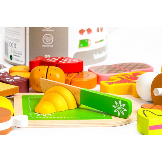 Nourriture en bois à découper 23 pièces ECOTOYS