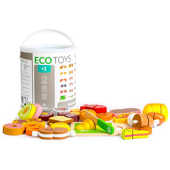 Nourriture en bois à découper 23 pièces ECOTOYS