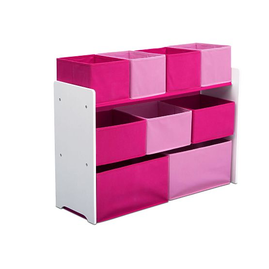 Organisateur pour jouets rose et blanc