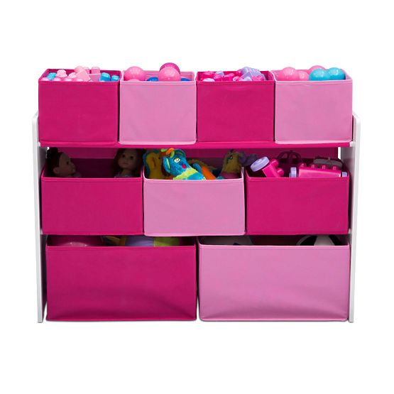 Organisateur pour jouets rose et blanc