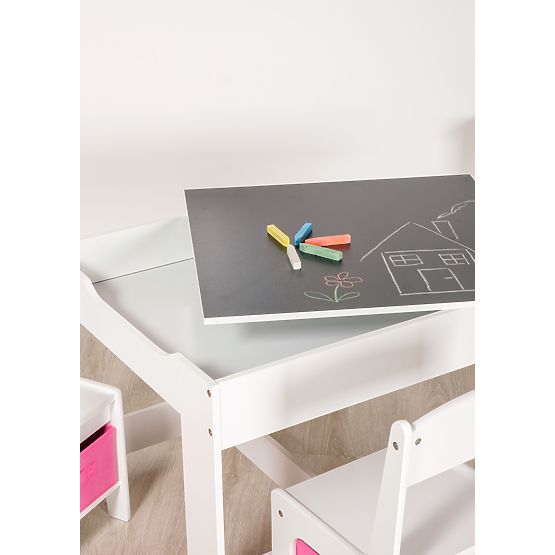 Table pour enfants Ourbaby avec chaises avec boîtes roses