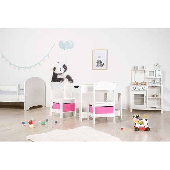 Table pour enfants Ourbaby avec chaises avec boîtes roses