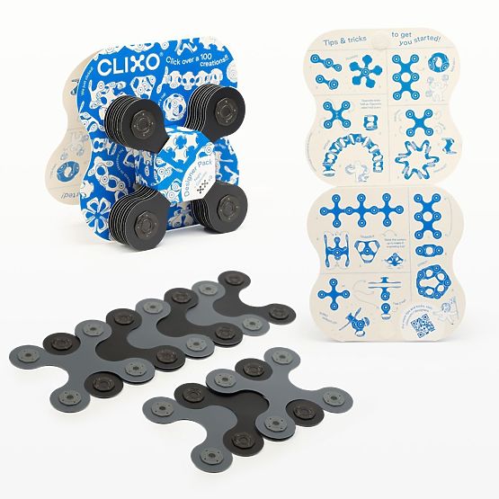 Pack Designer de construction magnétique Clixo, Noir