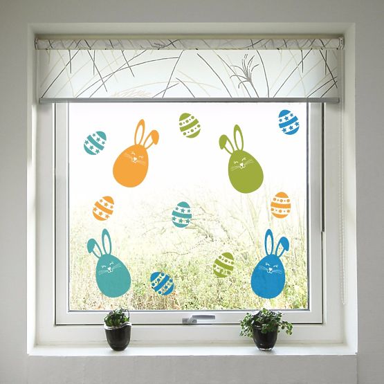 Pâques décoration pour fenêtre de - Coloré lapins et oeufs de pâques