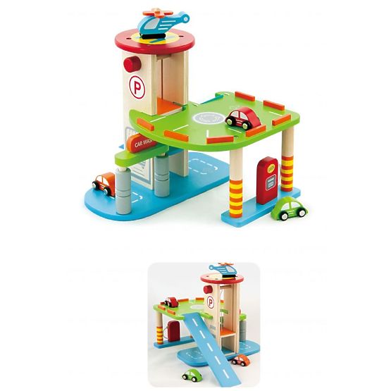 Parking en bois - ensemble de jeu avec ascenseur