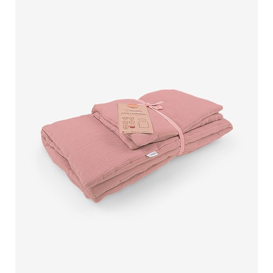 Parure de lit en mousseline avec rembourrage Hawaii- rose