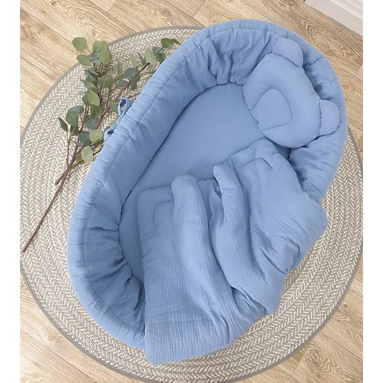 Ensemble de literie pour berceau en osier - bleu