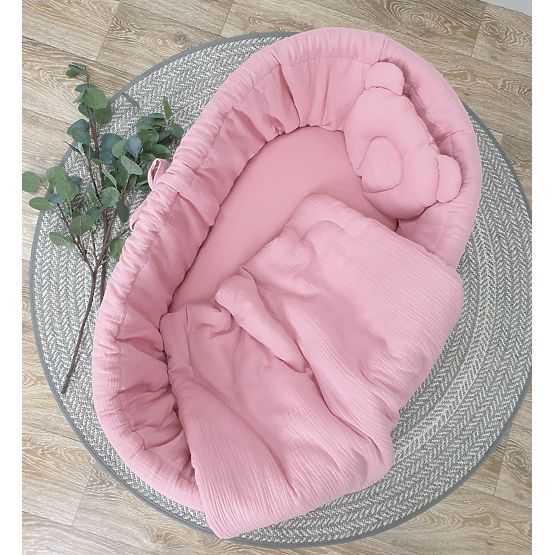 Ensemble de literie pour berceau en osier - rose