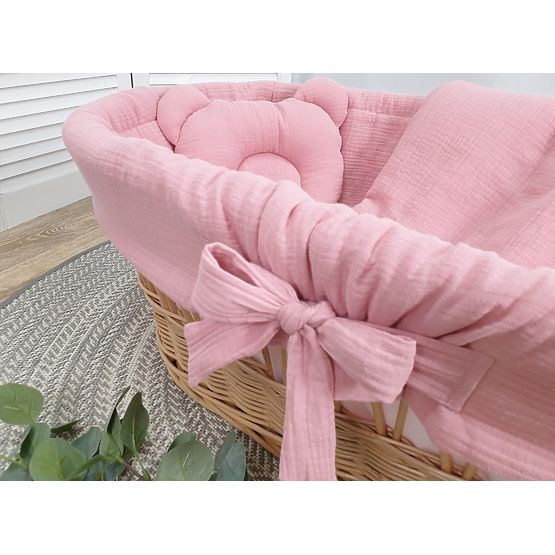 Ensemble de literie pour berceau en osier - rose