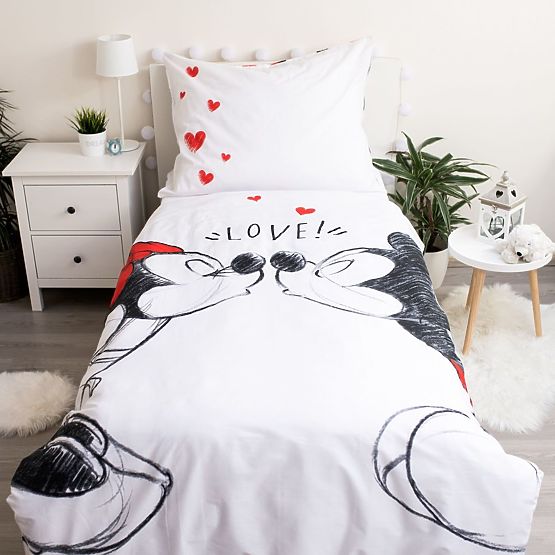 Parure de lit Mickey et Minnie 140 x 200 cm + 70 x 90 cm