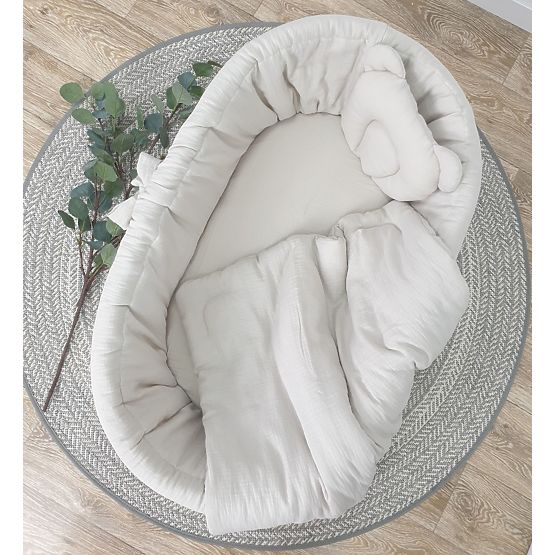 Ensemble de literie pour berceau en osier - beige