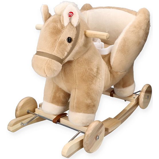 Pégase à Bascule Beige avec Siège et Roues