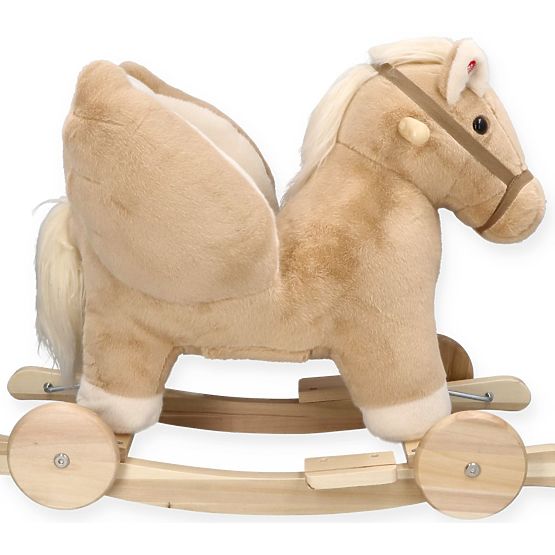 Pégase à Bascule Beige avec Siège et Roues