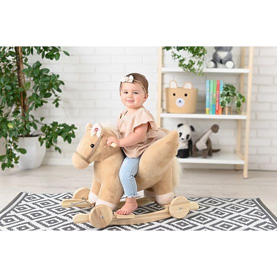 Pégase à Bascule Beige avec Siège et Roues