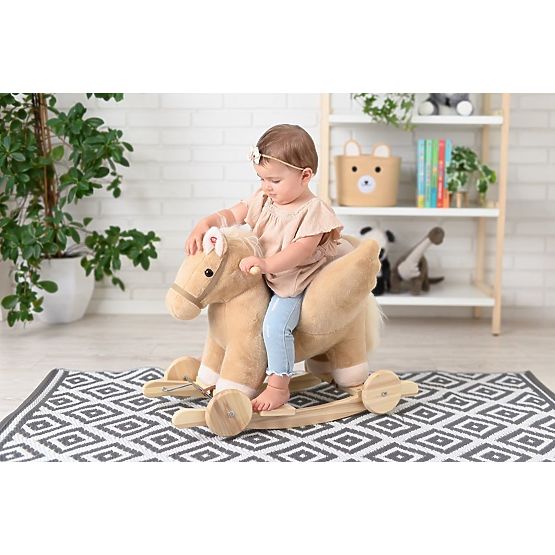 Pégase à Bascule Beige avec Siège et Roues