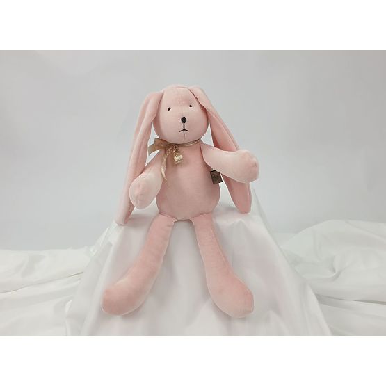 Peluche Lapin velours 35 cm - rose