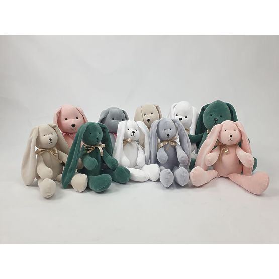 Peluche Lapin velours 35 cm - rose