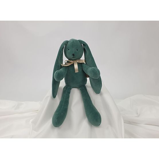 Peluche Lapin velours 35 cm - vert