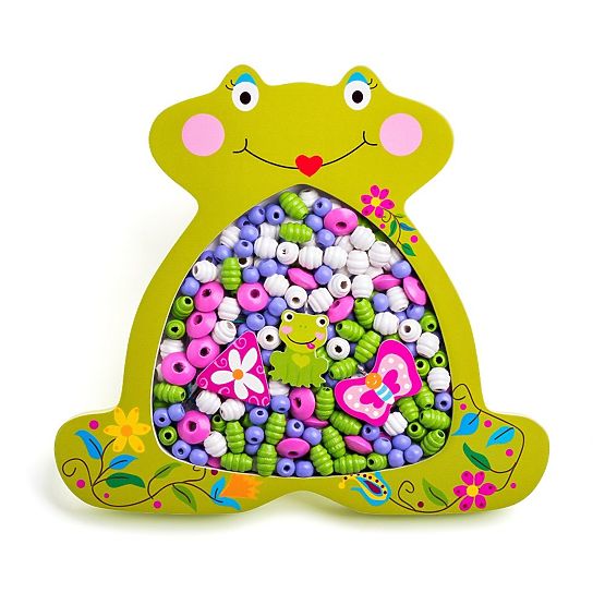 Perles en bois avec grenouille