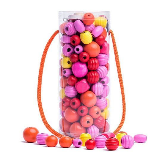 Perles en tube rose-jaune-rouge