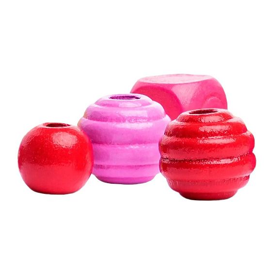 Perles en tube rose-jaune-rouge