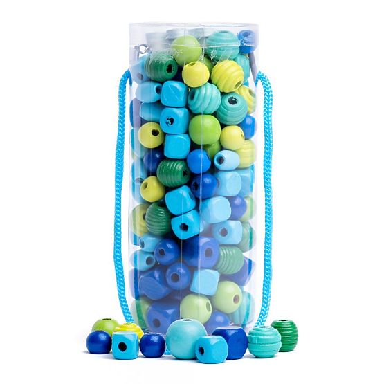 Perles en tube vert-bleu