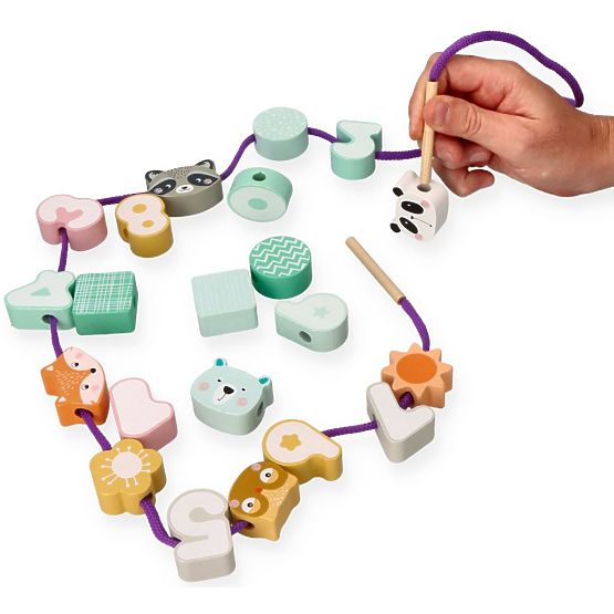 Perles à enfiler animaux pastel