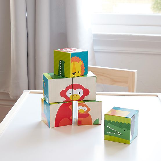 Petit Collage Cubes Animaux Sauvages