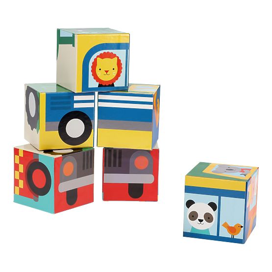 Petit Collage Cubes véhicules avec animaux