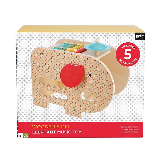 Petit Collage Éléphant musical en bois 5 en 1