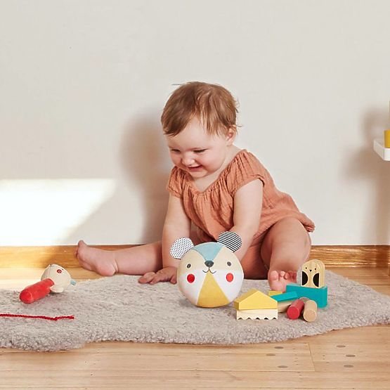 Petit Collage Hochet ours en peluche