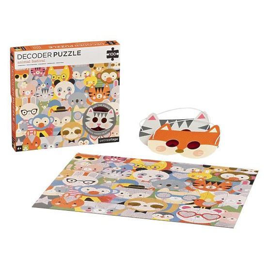 Petit Collage Puzzle animaux 100 pcs avec lunettes 3D