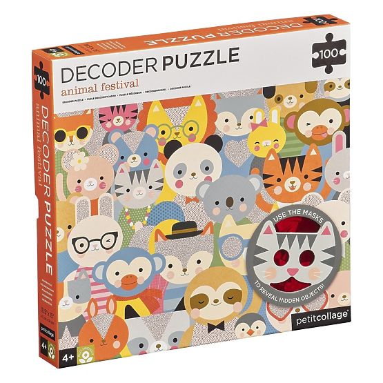 Petit Collage Puzzle animaux 100 pcs avec lunettes 3D