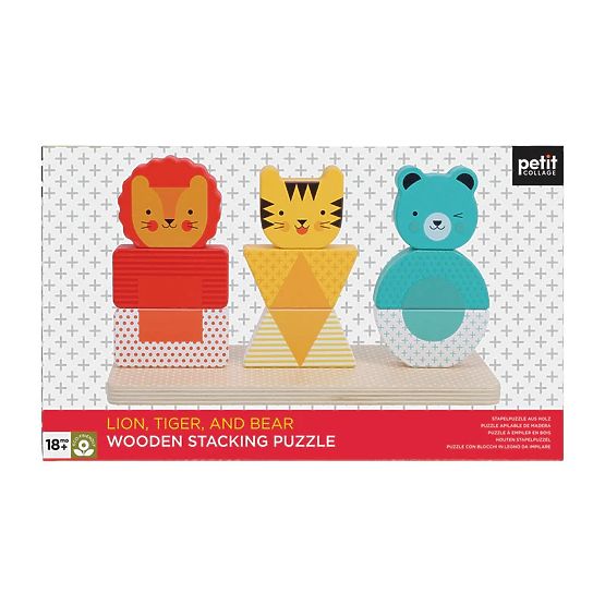 Petit Collage Puzzle en Bois à Assembler Lion, Tigre et Ours